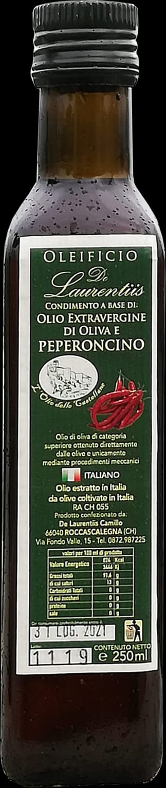 Condimento a base di olio extravergine di oliva e peperoncino De Laurentiis